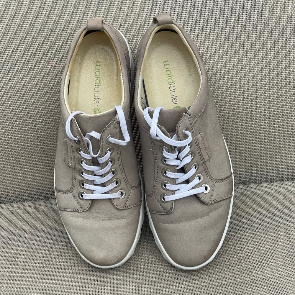 Waldlaufer Women Taupe Leather Lace Up Sneakers Size 7.5 Comfort Walking Shoes